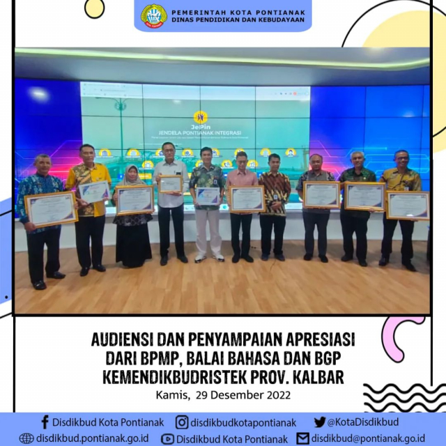Audiensi dan Penyampaian Apresiasi dari BPMP, Balai Bahasa dan BGP KEMENDIKBUDRISTEK Provinsi Kalimantan Barat